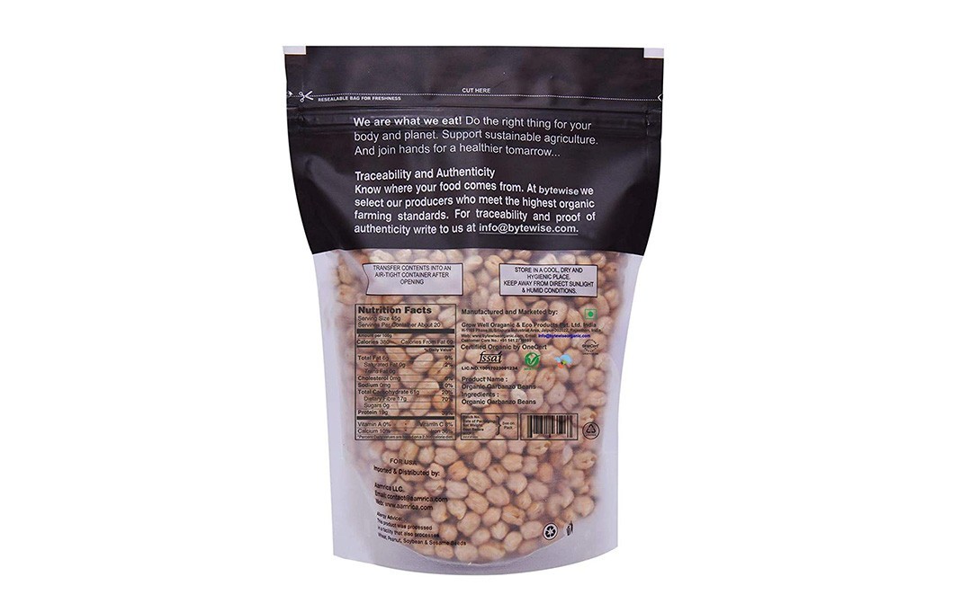 Bytewise Organic Kabuli Chana (Garbanzo Beans)   Pack  500 grams